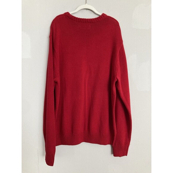Chaps Knit Sweater Long Sleeve Crest XXL Red 100% Cotton - Picture 8 of 8